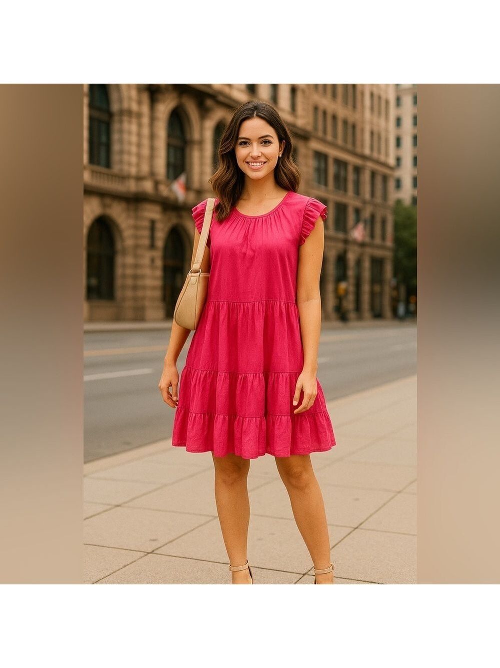 House of Harlow 1960 Mini Dress XS Pink Flutter Sleeve Babydoll Boho Prairie